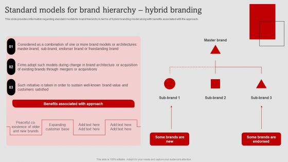 Umbrella Branding Measures To Boost Brand Awareness Standard Models For Brand Hierarchy Hybrid Branding Introduction PDF