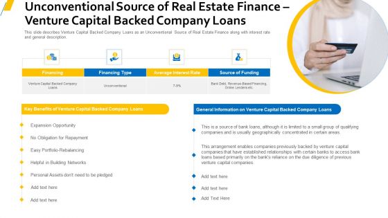 Unconventional Source Of Real Estate Finance Venture Capital Backed Company Loans Formats PDF