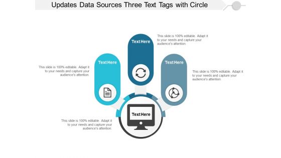 Updates Data Sources Three Text Tags With Circle Ppt PowerPoint Presentation Gallery Guidelines Updates Data Sources Three Text Tags With Circle Ppt PowerPoint Presentation Gallery Guidelines