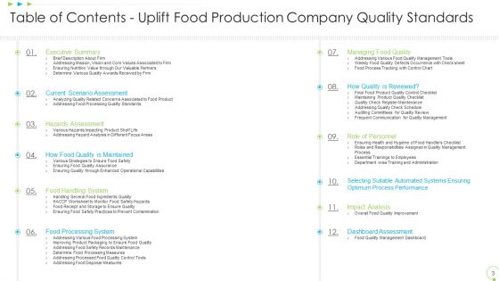 Uplift Food Production Company Quality Standards Ppt PowerPoint Presentation Complete Deck With Slides