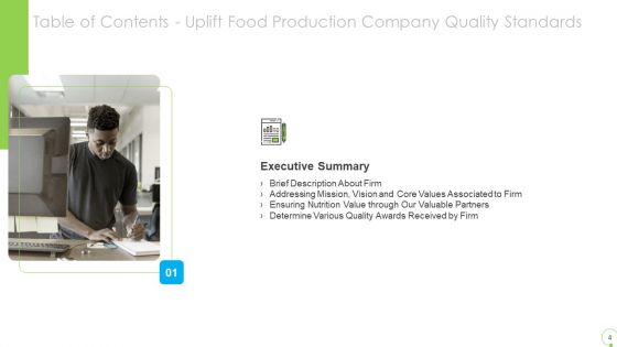 Uplift Food Production Company Quality Standards Ppt PowerPoint Presentation Complete Deck With Slides