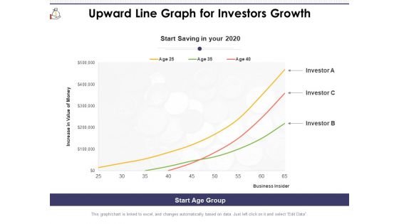 Upward Line Graph For Investors Growth Ppt PowerPoint Presentation Gallery Topics PDF