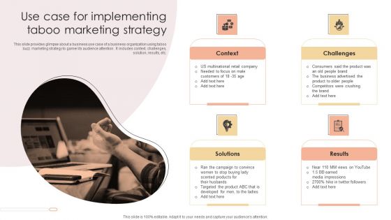 Use Case For Implementing Taboo Marketing Strategy Brochure PDF
