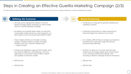 Using Offline Marketing Approaches To Improve Customer Engagement And Organic Traffic Steps In Creating An Effective Guerilla Marketing Designs PDF