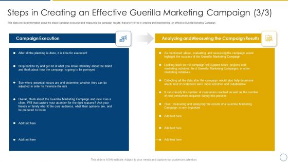 Using Offline Marketing Approaches To Improve Customer Engagement And Organic Traffic Steps In Creating An Effective Guerilla Marketing Sample PDF