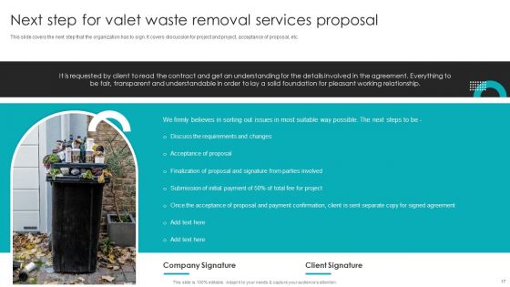 Valet Waste Removal Services Proposal Ppt PowerPoint Presentation Complete Deck With Slides