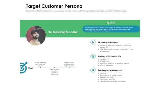 Value Creation Initiatives Target Customer Persona Ppt Pictures Demonstration PDF