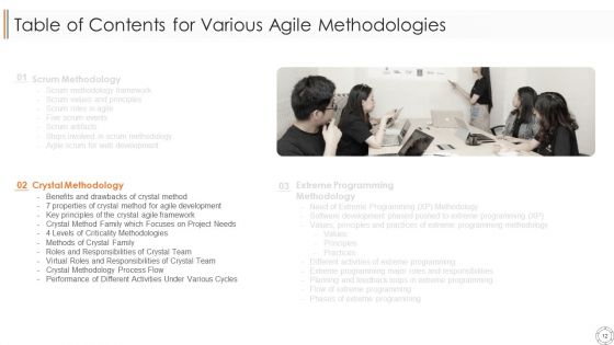 Various Agile Methodologies Ppt PowerPoint Presentation Complete Deck With Slides