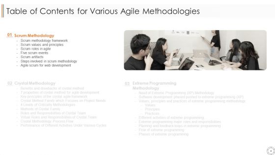 Various Agile Methodologies Ppt PowerPoint Presentation Complete Deck With Slides