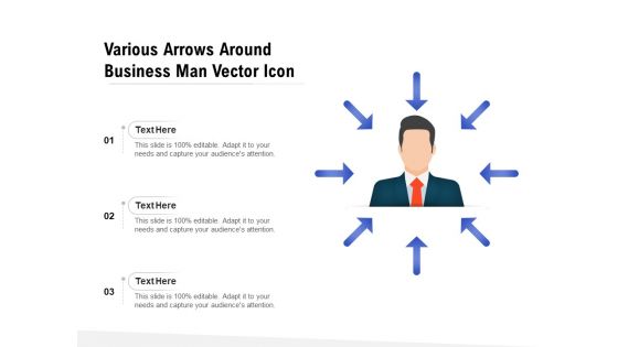 Various Arrows Around Business Man Vector Icon Ppt PowerPoint Presentation Icon Gallery PDF