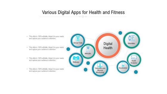Various Digital Apps For Health And Fitness Ppt PowerPoint Presentation File Slides PDF