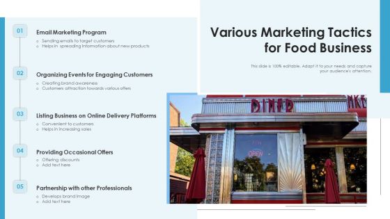 Various Marketing Tactics For Food Business Ppt Ideas Brochure PDF
