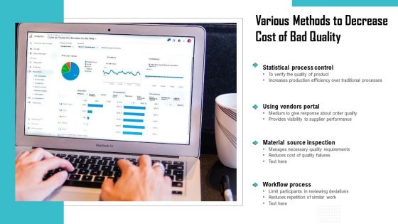 Various Methods To Decrease Cost Of Bad Quality Ppt PowerPoint Presentation Layouts Background PDF