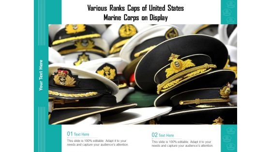 Various Ranks Caps Of United States Marine Corps On Display Ppt PowerPoint Presentation Deck PDF