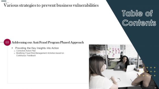 Various Strategies To Prevent Business Vulnerabilities Ppt PowerPoint Presentation Complete Deck With Slides