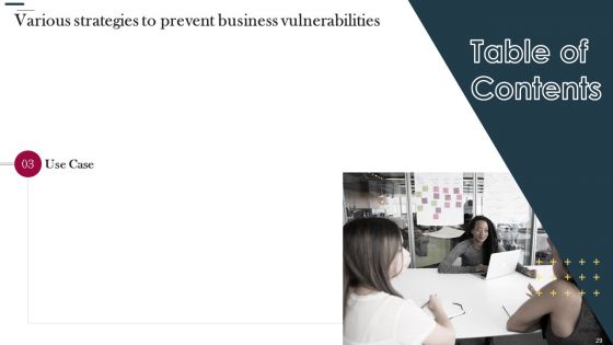 Various Strategies To Prevent Business Vulnerabilities Ppt PowerPoint Presentation Complete Deck With Slides