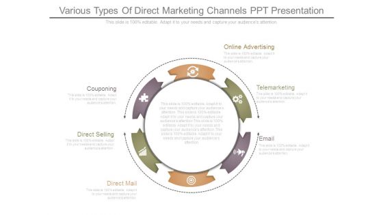 Various Types Of Direct Marketing Channels Ppt Presentation