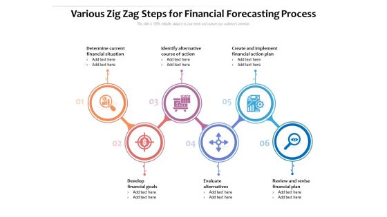 Various Zig Zag Steps For Financial Forecasting Process Ppt PowerPoint Presentation Icon Graphics Design PDF