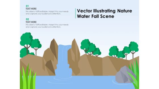 Vector Illustrating Nature Water Fall Scene Ppt PowerPoint Presentation File Summary PDF