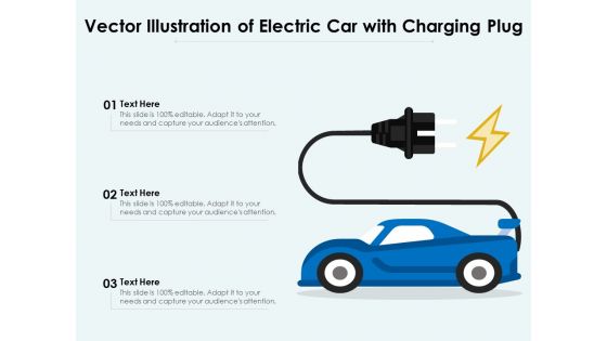 Vector Illustration Of Electric Car With Charging Plug Ppt PowerPoint Presentation Gallery File Formats PDF