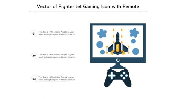 Vector Of Fighter Jet Gaming Icon With Remote Ppt PowerPoint Presentation Gallery Graphics Tutorials PDF