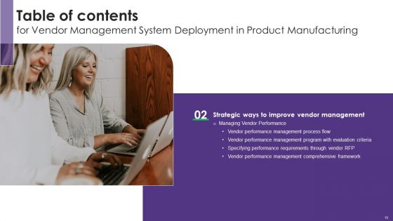 Vendor Management System Deployment In Product Manufacturing Ppt PowerPoint Presentation Complete Deck With Slides