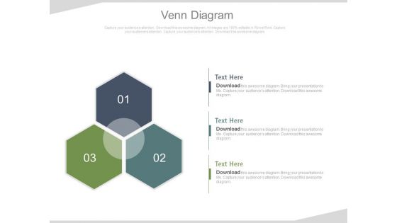 Venn Diagram With Three Steps Powerpoint Slides
