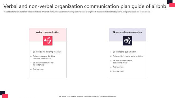 Verbal And Non Verbal Organization Communication Plan Guide Of Airbnb Icons PDF
