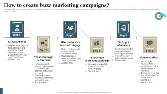 Viral Marketing Techniques To Increase Annual Business Sales How To Create Buzz Marketing Campaigns Infographics PDF
