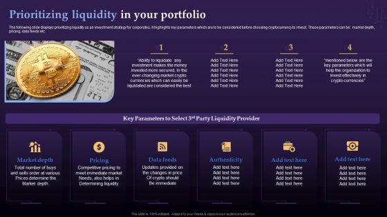 Virtual Currency Investment Guide For Companies Prioritizing Liquidity In Your Portfolio Portrait PDF