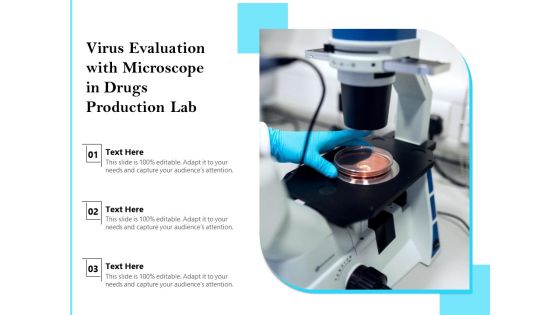 Virus Evaluation With Microscope In Drugs Production Lab Ppt PowerPoint Presentation Portfolio Template PDF