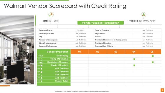 Walmart Supplier Performance Scorecard Ppt PowerPoint Presentation Complete Deck With Slides