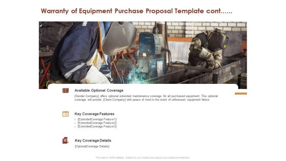 Warranty Of Equipment Purchase Proposal Template Cont Ppt Infographic Template Background PDF