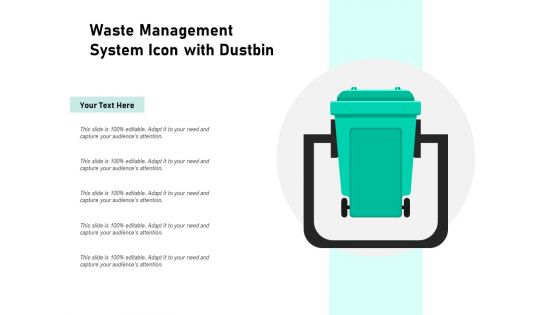 Waste Management System Icon With Dustbin Ppt PowerPoint Presentation Outline Background PDF