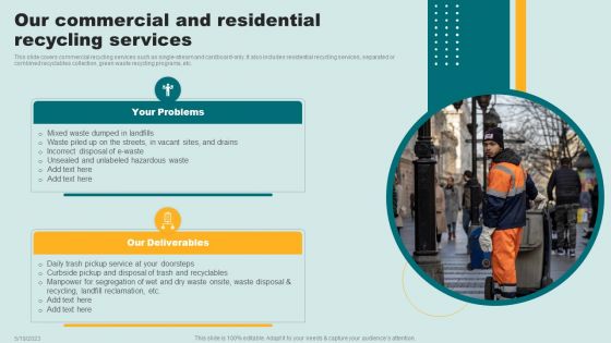 Waste Recycling Services Proposal Our Commercial And Residential Recycling Services Graphics PDF