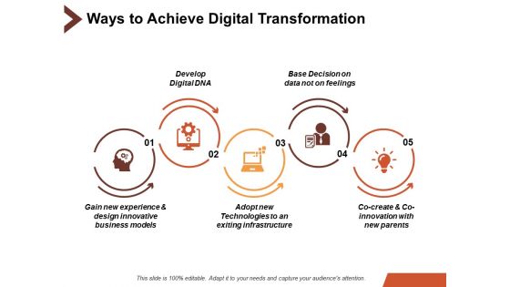 Ways To Achieve Digital Transformation Ppt PowerPoint Presentation Slides Example Introduction