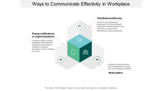 Ways To Communicate Effectivity In Workplace Ppt Powerpoint Presentation Layouts Deck