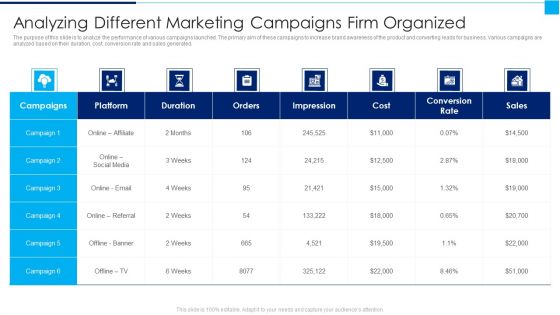 Ways To Enhance Organizations Profitability Analyzing Different Marketing Campaigns Graphics PDF
