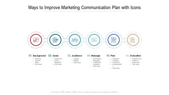 Ways To Improve Marketing Communication Plan With Icons Ppt PowerPoint Presentation Gallery Graphics Pictures