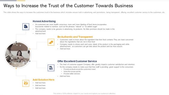 Ways To Increase The Trust Of The Customer Towards Business Ppt Outline Shapes PDF