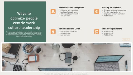 Ways To Optimize People Centric Work Culture Leadership Designs PDF