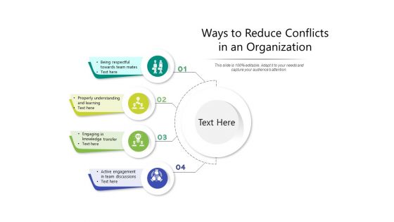 Ways To Reduce Conflicts In An Organization Ppt PowerPoint Presentation Styles Objects PDF
