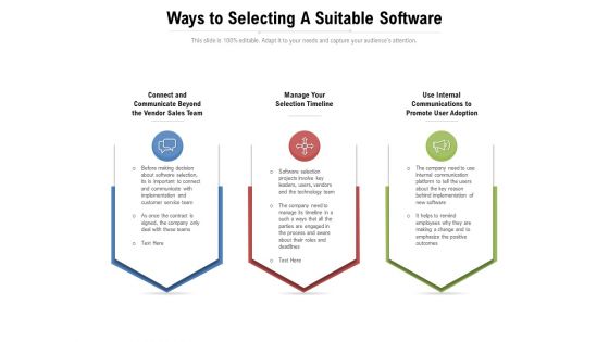 Ways To Selecting A Suitable Software Ppt PowerPoint Presentation Professional Graphic Tips PDF Ways To Selecting A Suitable Software Ppt PowerPoint Presentation Professional Graphic Tips PDF