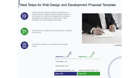 Web Development It And Design Next Steps For Web Design And Development Ppt Gallery Graphic Images PDF
