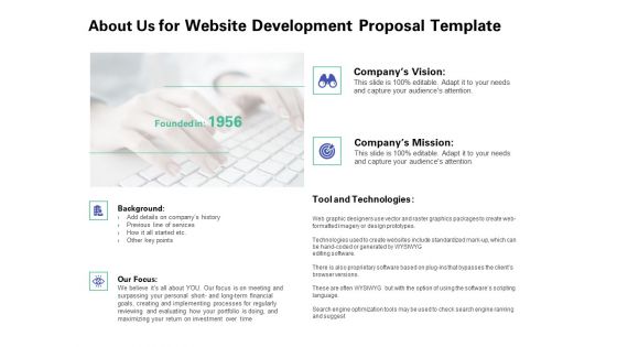 Web Redesign About Us For Website Development Proposal Template Ppt Ideas Maker PDF