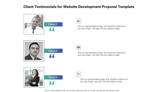 Web Redesign Client Testimonials For Website Development Proposal Template Ppt Show Images PDF