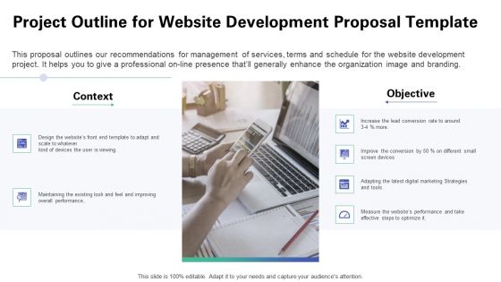 Web Redesign Project Outline For Website Development Proposal Template Ppt Styles Inspiration PDF