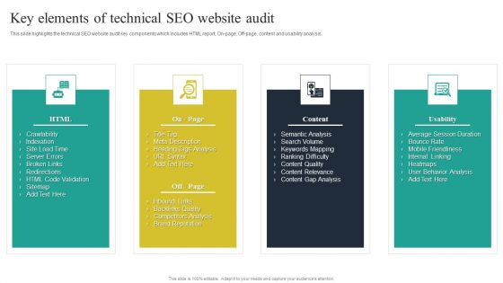 Website Audit To Increase Conversion Rate Key Elements Of Technical SEO Website Audit Professional PDF