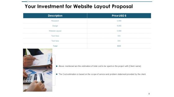 Website Layout Proposal Template Ppt PowerPoint Presentation Complete Deck With Slides