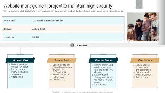 Website Management Project To Maintain High Security Demonstration PDF